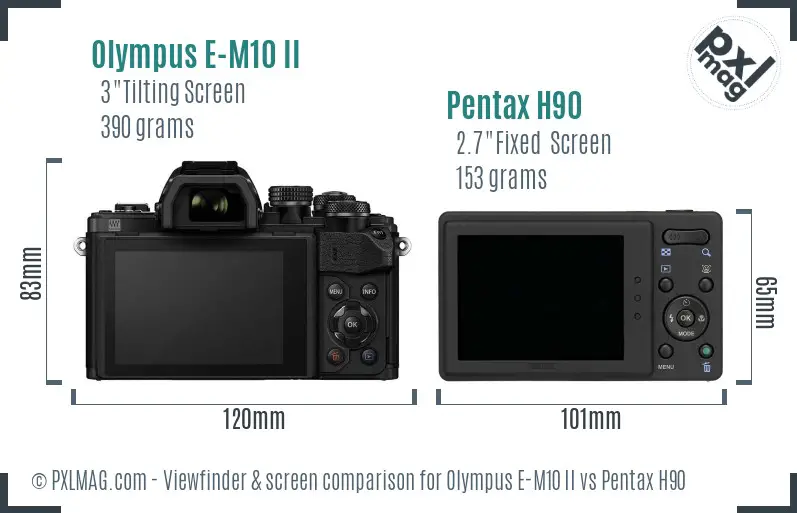 Olympus E-M10 II vs Pentax H90 Screen and Viewfinder comparison
