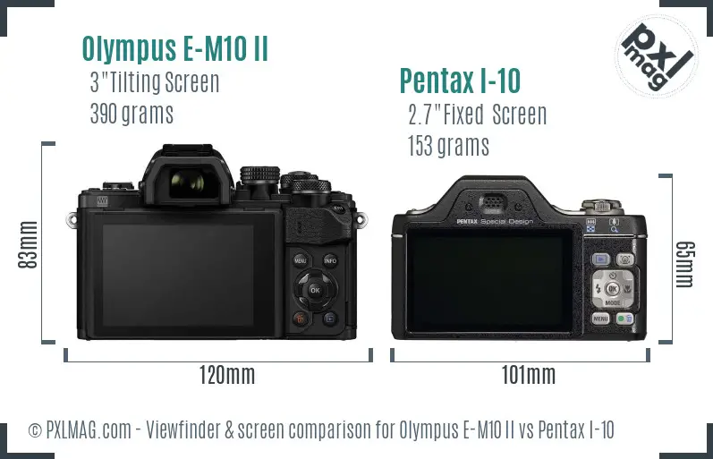 Olympus E-M10 II vs Pentax I-10 Screen and Viewfinder comparison