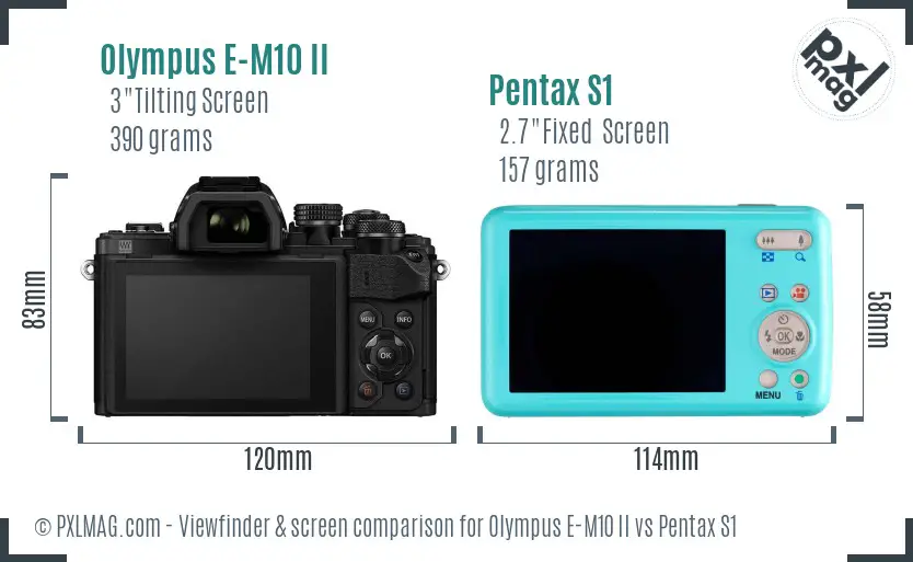Olympus E-M10 II vs Pentax S1 Screen and Viewfinder comparison