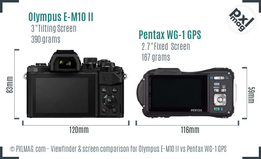 Olympus E-M10 II vs Pentax WG-1 GPS Screen and Viewfinder comparison
