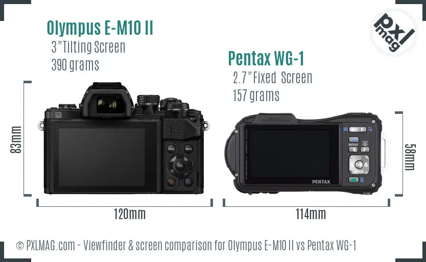 Olympus E-M10 II vs Pentax WG-1 Screen and Viewfinder comparison