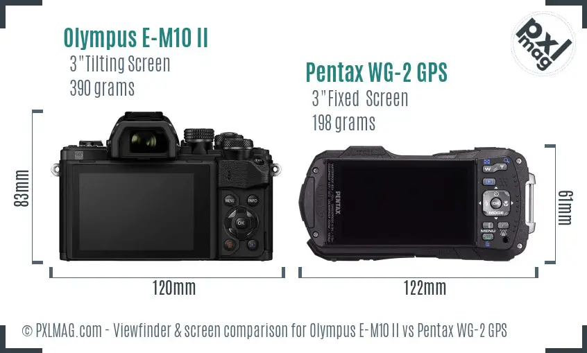 Olympus E-M10 II vs Pentax WG-2 GPS Screen and Viewfinder comparison