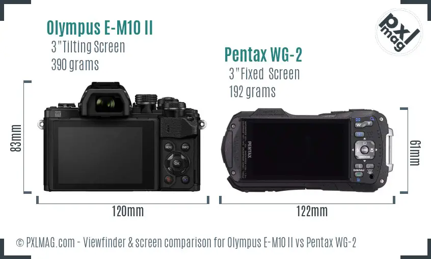 Olympus E-M10 II vs Pentax WG-2 Screen and Viewfinder comparison