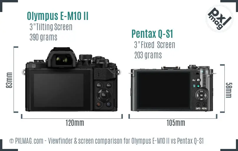 Olympus E-M10 II vs Pentax Q-S1 Screen and Viewfinder comparison