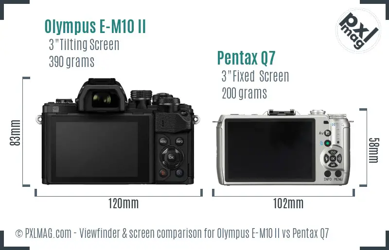 Olympus E-M10 II vs Pentax Q7 Screen and Viewfinder comparison