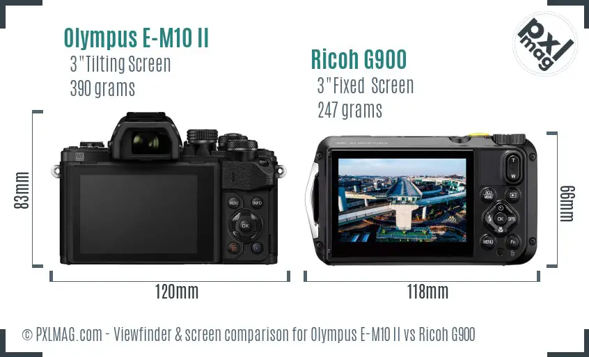 Olympus E-M10 II vs Ricoh G900 Screen and Viewfinder comparison Olympus E-M10 II vs Ricoh G900 Screen and Viewfinder comparison