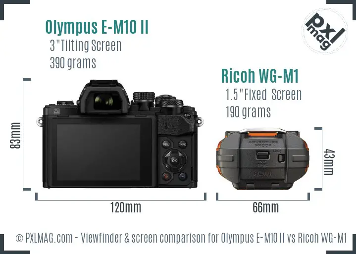 Olympus E-M10 II vs Ricoh WG-M1 Screen and Viewfinder comparison