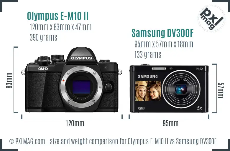 Olympus E-M10 II vs Samsung DV300F size comparison Olympus E-M10 II vs Samsung DV300F size comparison