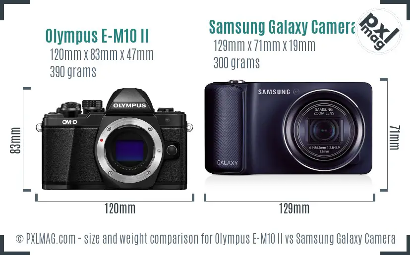Olympus E-M10 II vs Samsung Galaxy Camera size comparison Olympus E-M10 II vs Samsung Galaxy Camera size comparison