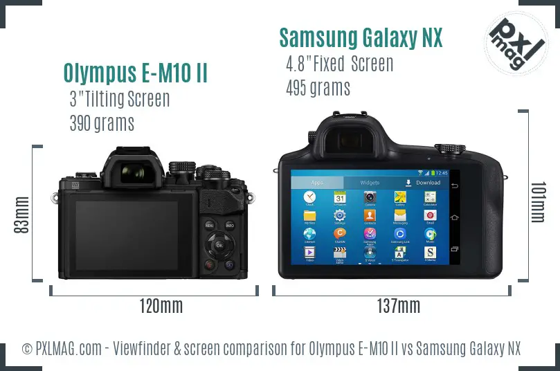 Olympus E-M10 II vs Samsung Galaxy NX Screen and Viewfinder comparison
