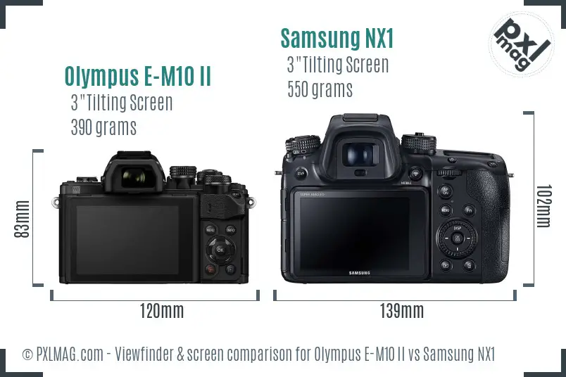 Olympus E-M10 II vs Samsung NX1 Screen and Viewfinder comparison