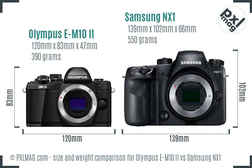 Olympus E-M10 II vs Samsung NX1 size comparison