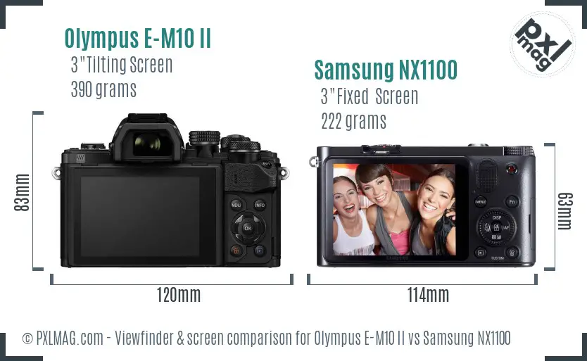 Olympus E-M10 II vs Samsung NX1100 Screen and Viewfinder comparison