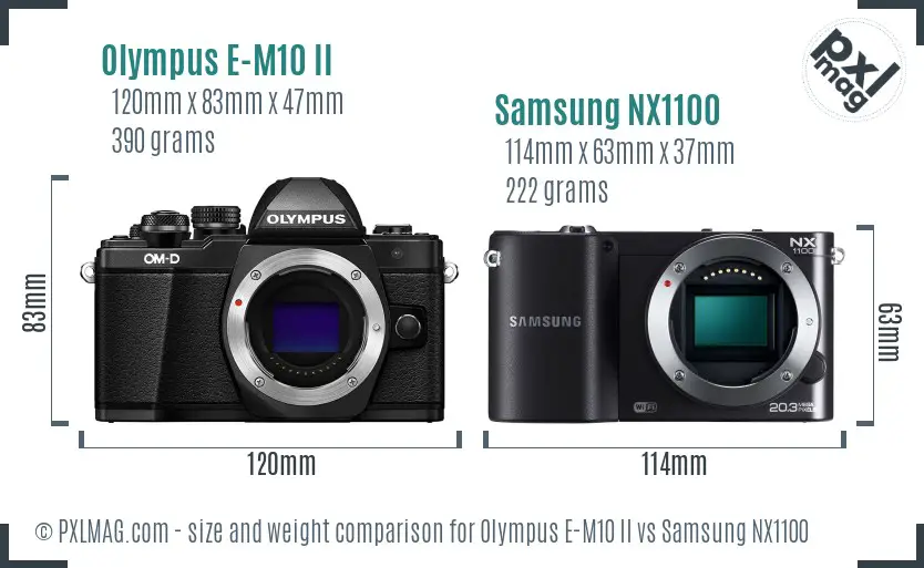 Olympus E-M10 II vs Samsung NX1100 size comparison