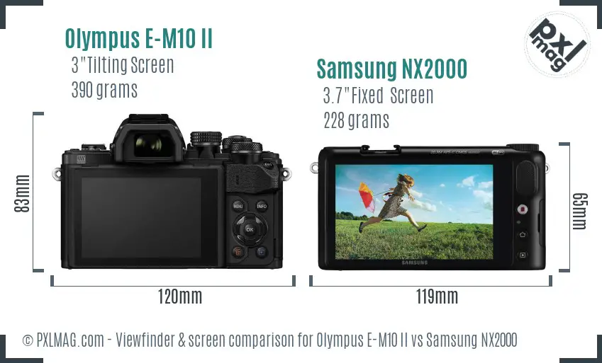 Olympus E-M10 II vs Samsung NX2000 Screen and Viewfinder comparison