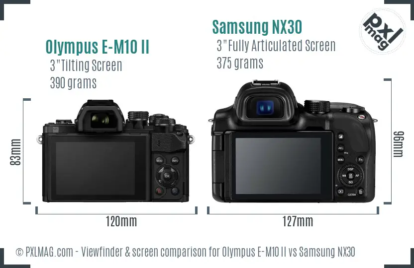 Olympus E-M10 II vs Samsung NX30 Screen and Viewfinder comparison