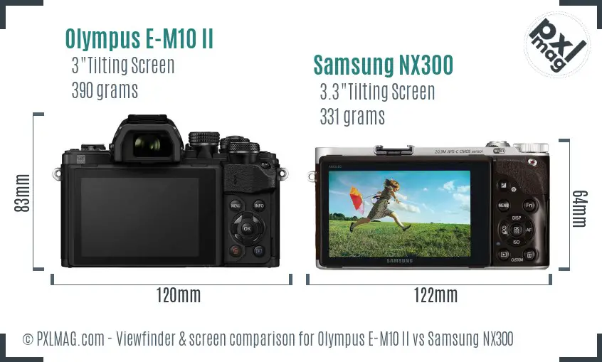 Olympus E-M10 II vs Samsung NX300 Screen and Viewfinder comparison