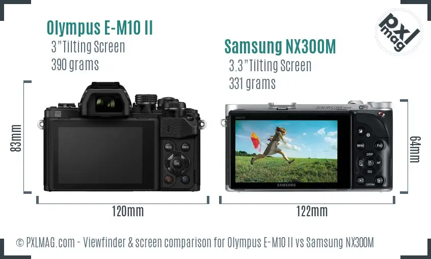 Olympus E-M10 II vs Samsung NX300M Screen and Viewfinder comparison