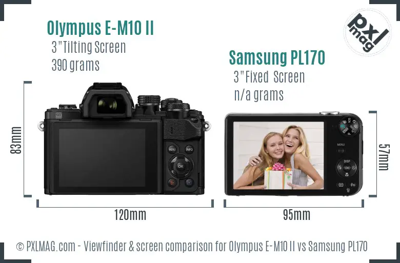Olympus E-M10 II vs Samsung PL170 Screen and Viewfinder comparison