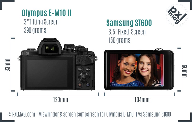 Olympus E-M10 II vs Samsung ST600 Screen and Viewfinder comparison