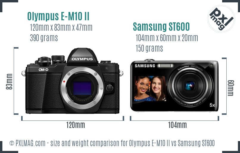Olympus E-M10 II vs Samsung ST600 size comparison Olympus E-M10 II vs Samsung ST600 size comparison