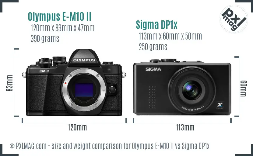 Olympus E-M10 II vs Sigma DP1x size comparison