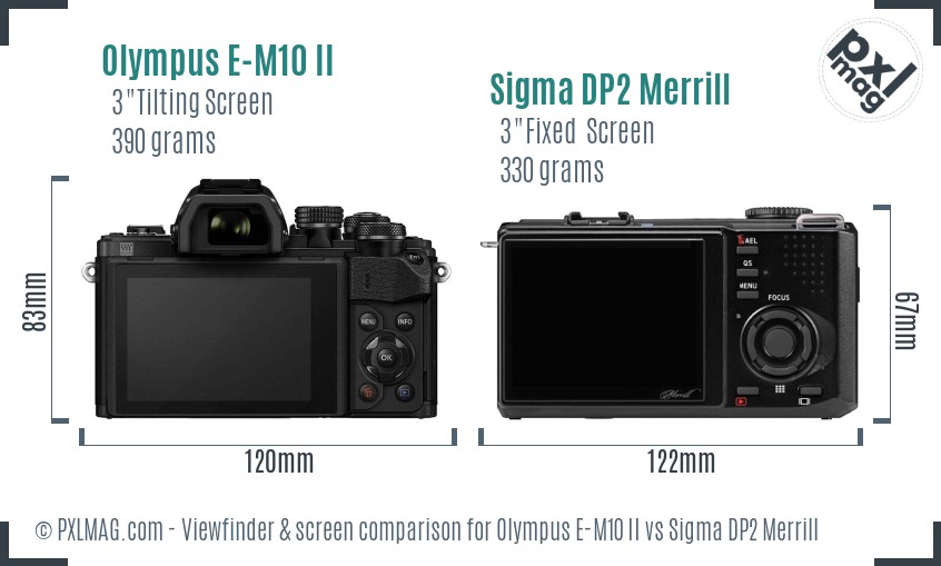 Olympus E-M10 II vs Sigma DP2 Merrill Screen and Viewfinder comparison