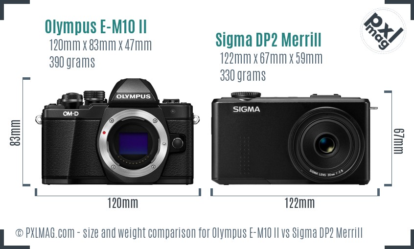 Olympus E-M10 II vs Sigma DP2 Merrill size comparison Olympus E-M10 II vs Sigma DP2 Merrill size comparison