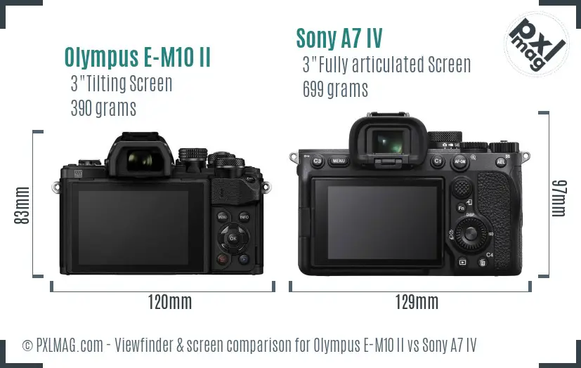 Olympus E-M10 II vs Sony A7 IV Screen and Viewfinder comparison Olympus E-M10 II vs Sony A7 IV Screen and Viewfinder comparison