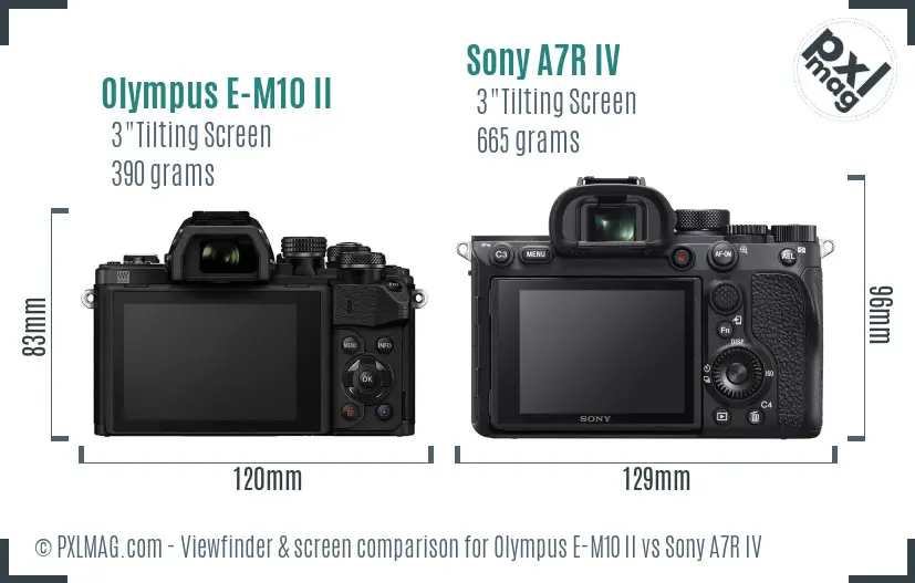 Olympus E-M10 II vs Sony A7R IV Screen and Viewfinder comparison