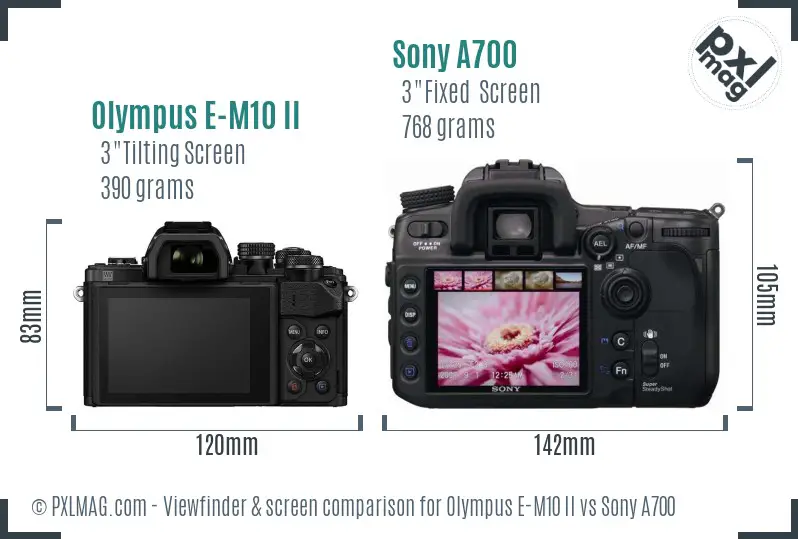 Olympus E-M10 II vs Sony A700 Screen and Viewfinder comparison