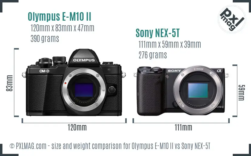 Olympus E-M10 II vs Sony NEX-5T size comparison