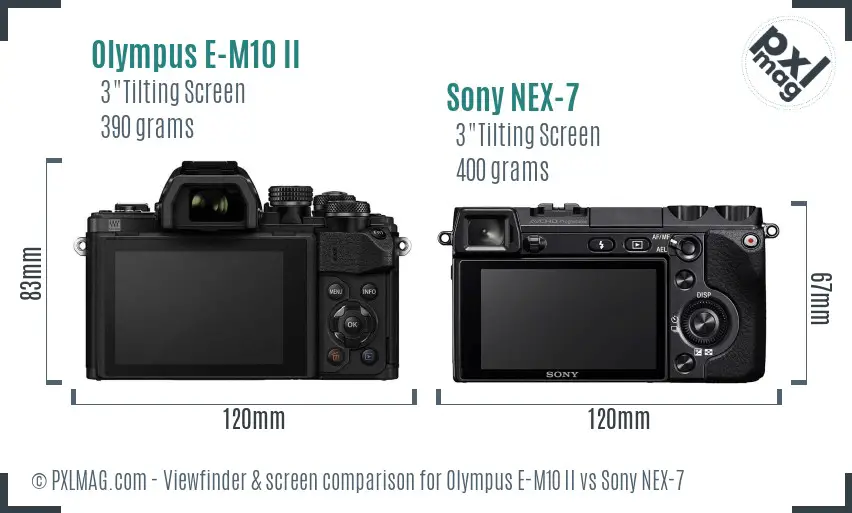 Olympus E-M10 II vs Sony NEX-7 Screen and Viewfinder comparison