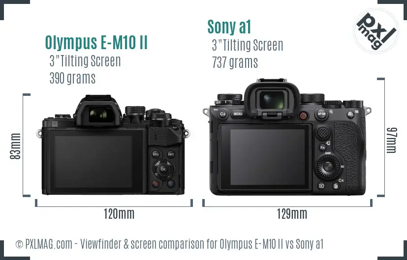 Olympus E-M10 II vs Sony a1 Screen and Viewfinder comparison