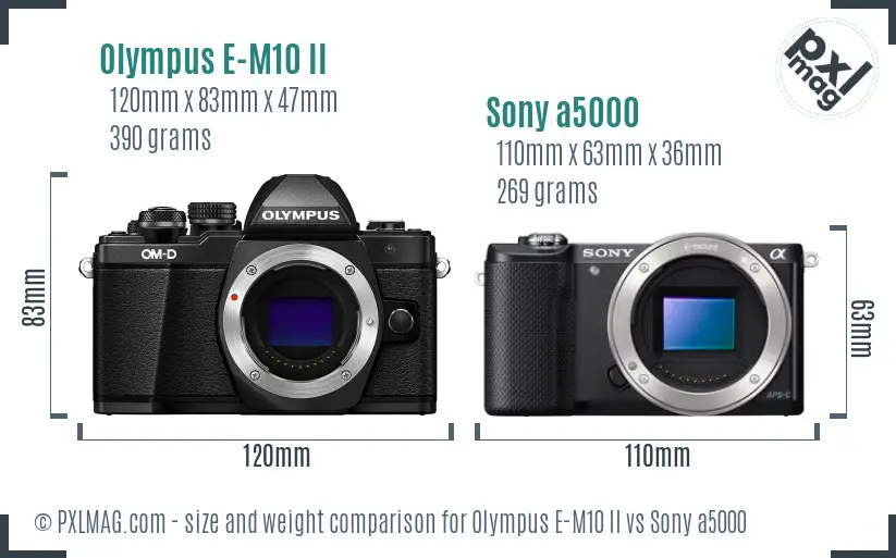 Olympus E-M10 II vs Sony a5000 size comparison