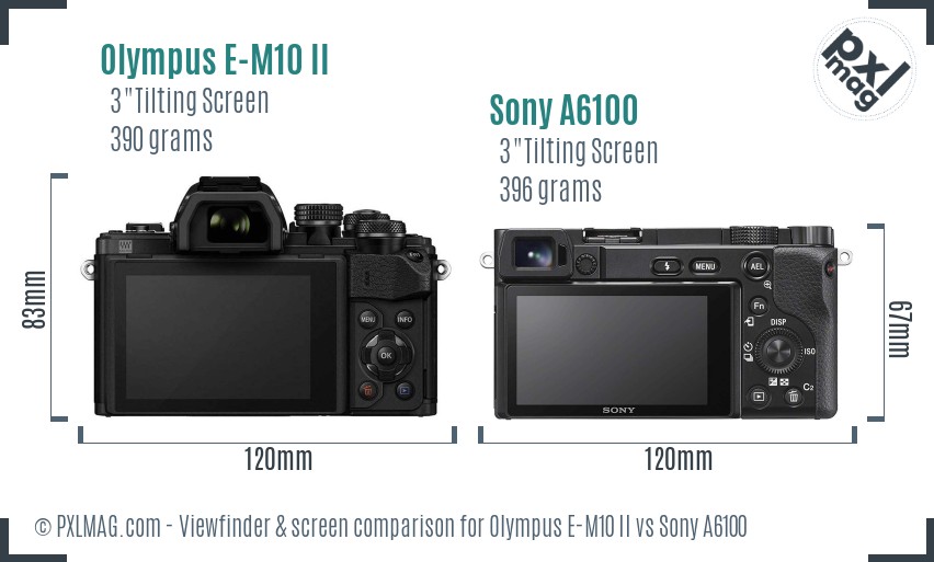 Olympus E-M10 II vs Sony A6100 Screen and Viewfinder comparison