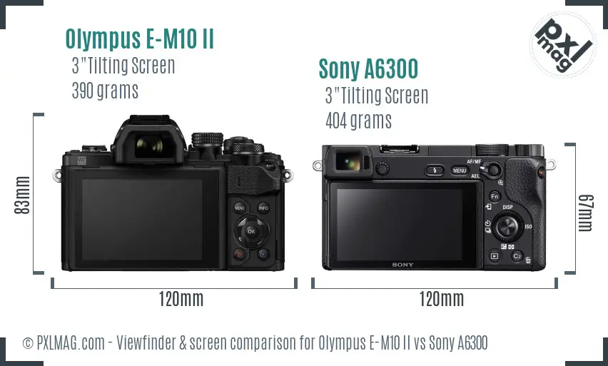 Olympus E-M10 II vs Sony A6300 Screen and Viewfinder comparison