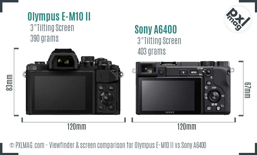 Olympus E-M10 II vs Sony A6400 Screen and Viewfinder comparison