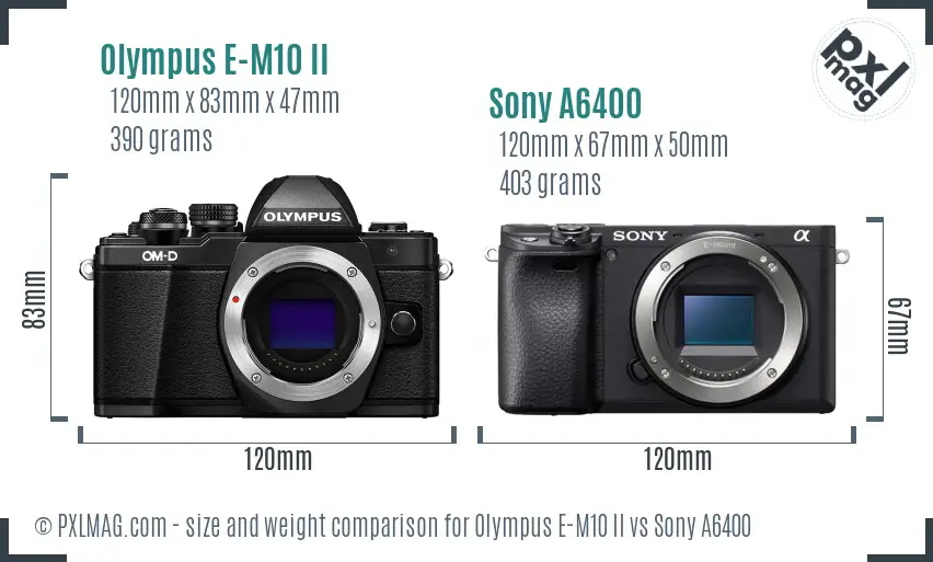 Olympus E-M10 II vs Sony A6400 size comparison