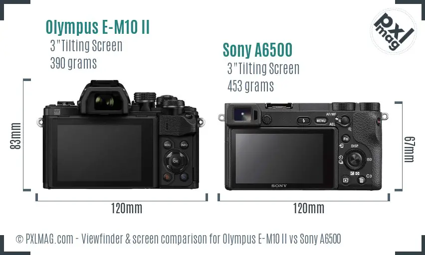 Olympus E-M10 II vs Sony A6500 Screen and Viewfinder comparison