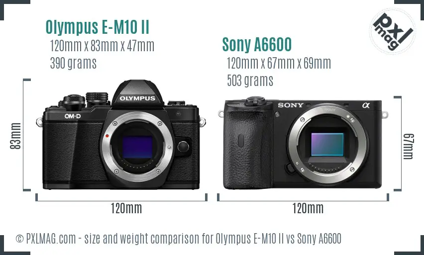 Olympus E-M10 II vs Sony A6600 size comparison