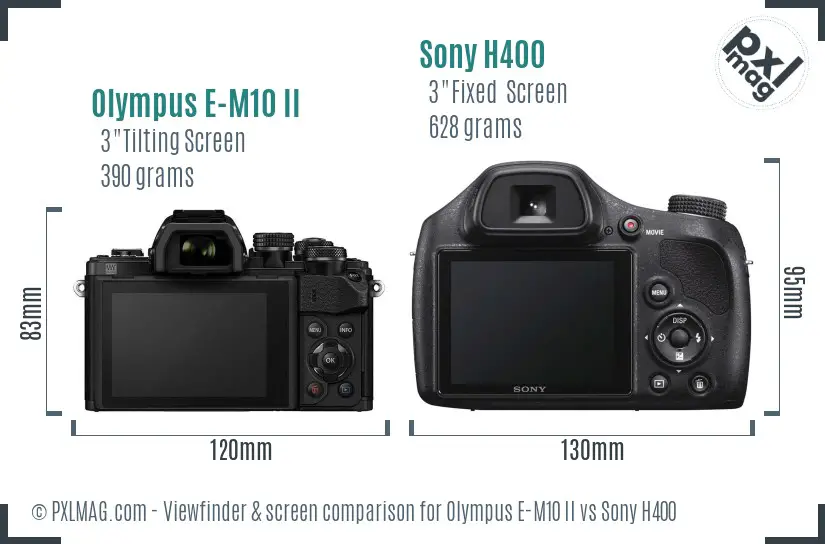 Olympus E-M10 II vs Sony H400 Screen and Viewfinder comparison