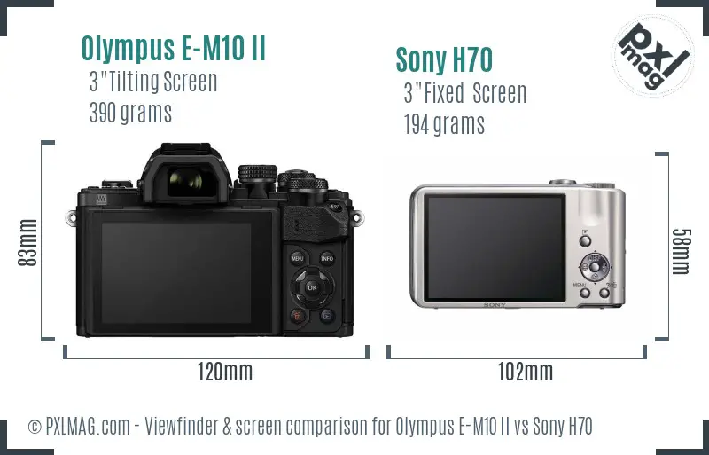 Olympus E-M10 II vs Sony H70 Screen and Viewfinder comparison