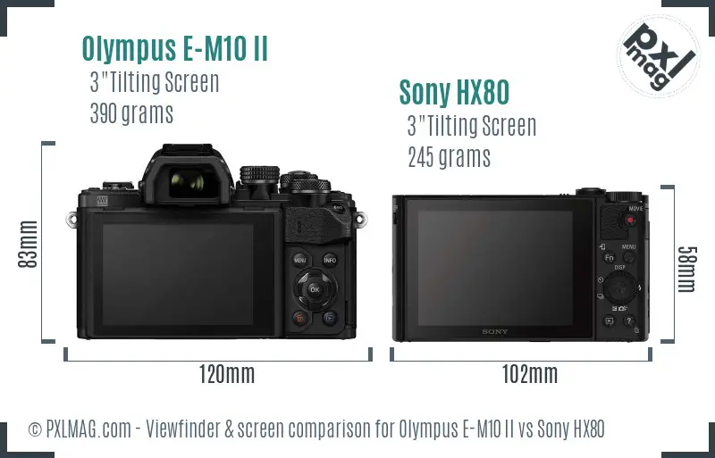 Olympus E-M10 II vs Sony HX80 Screen and Viewfinder comparison