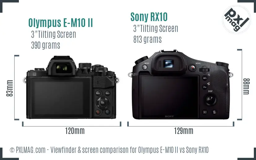 Olympus E-M10 II vs Sony RX10 Screen and Viewfinder comparison