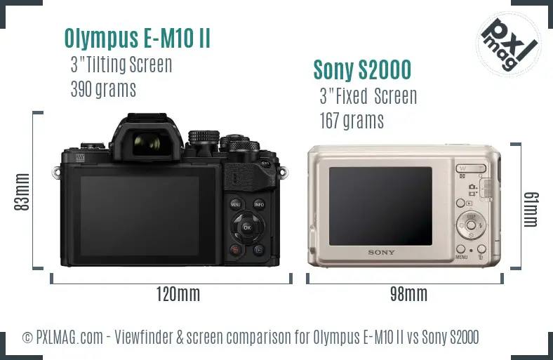 Olympus E-M10 II vs Sony S2000 Screen and Viewfinder comparison