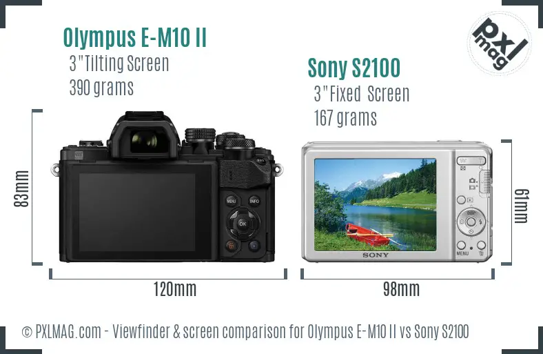 Olympus E-M10 II vs Sony S2100 Screen and Viewfinder comparison Olympus E-M10 II vs Sony S2100 Screen and Viewfinder comparison