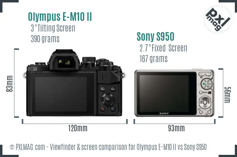 Olympus E-M10 II vs Sony S950 Screen and Viewfinder comparison