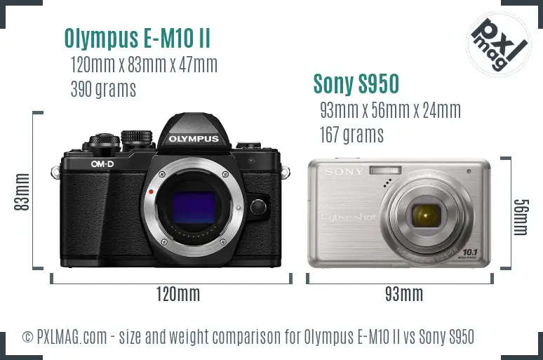 Olympus E-M10 II vs Sony S950 size comparison