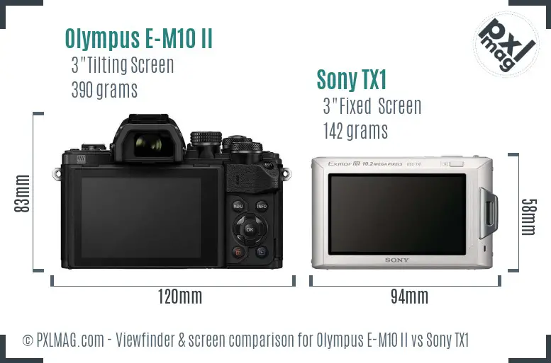 Olympus E-M10 II vs Sony TX1 Screen and Viewfinder comparison